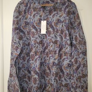 Tasso Elba Men’s Paisley Button Down Shirt XL NWT Long Sleeve